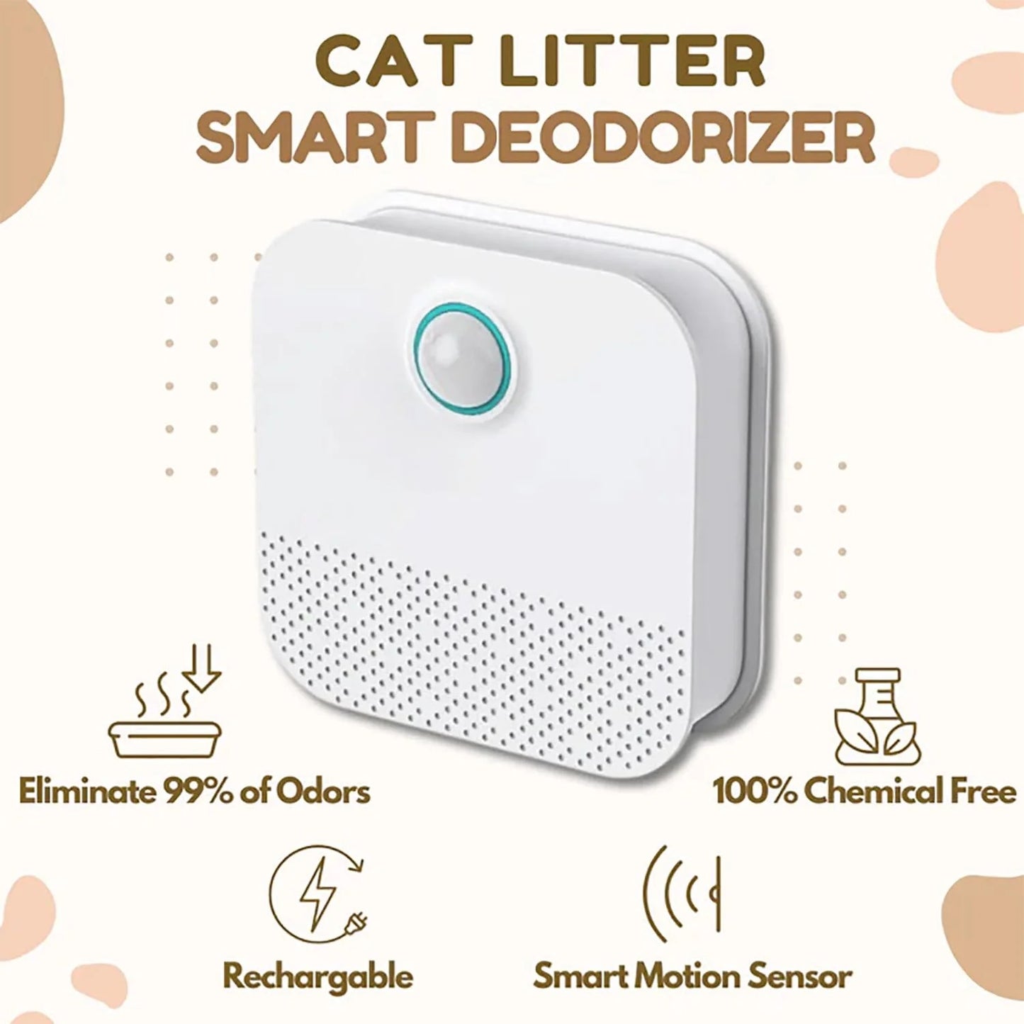 Portable Electric Air Purifier for Pets Fresh Air & Odor Remover Rechargeable with Pet Stain Removal Stocked Feature